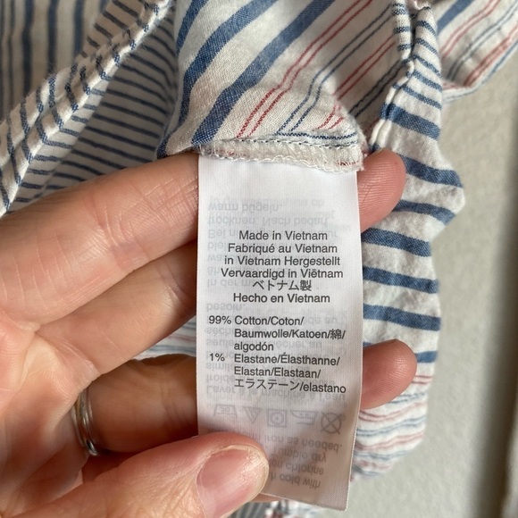 MADEWELL Short-Sleeve Tie-Front Shirt in Rawley Stripe Small A46 - Picture 9 of 10